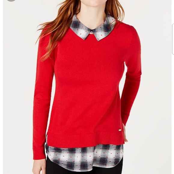 tommy hilfiger layered look sweater